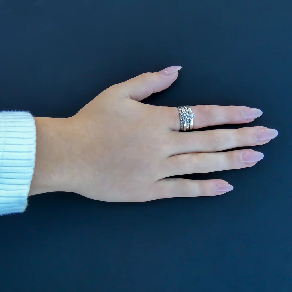 Stack Ring Set with Pearl - Sterling Silver