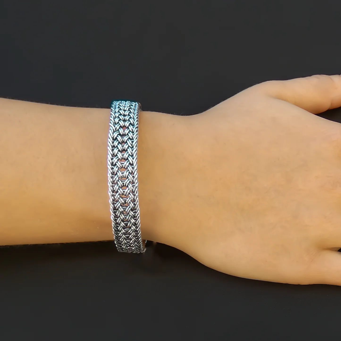 Flat Woven Bracelet - Sterling Silver