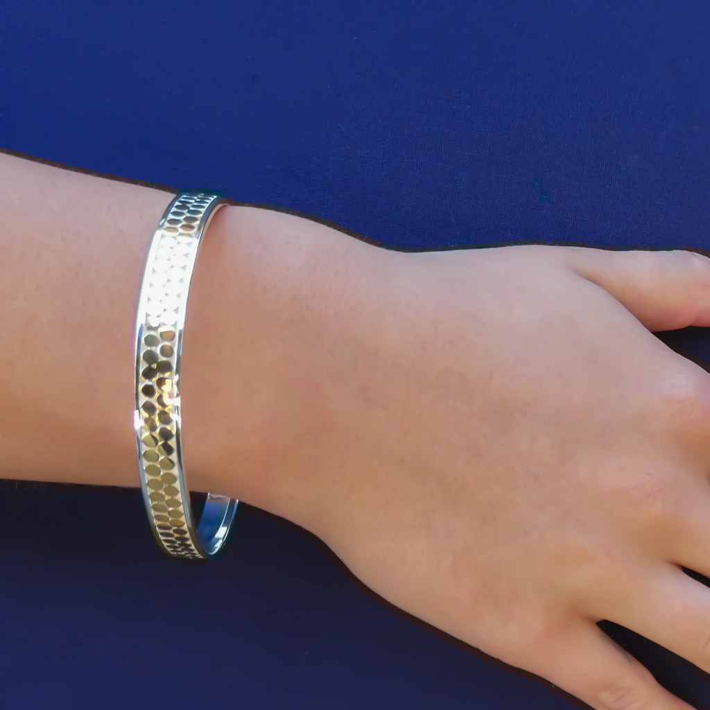 Two Row Bangle Bracelet - Sterling Silver and/or 18k Gold Vermeil