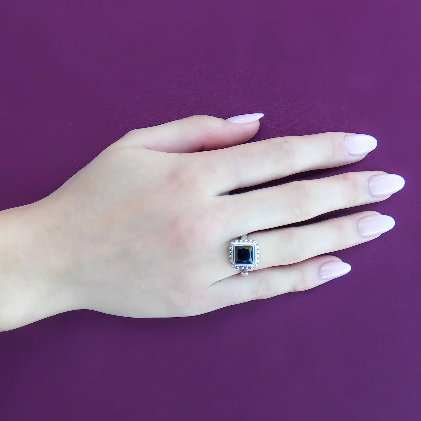 Ring with Onyx - Sterling Silver
