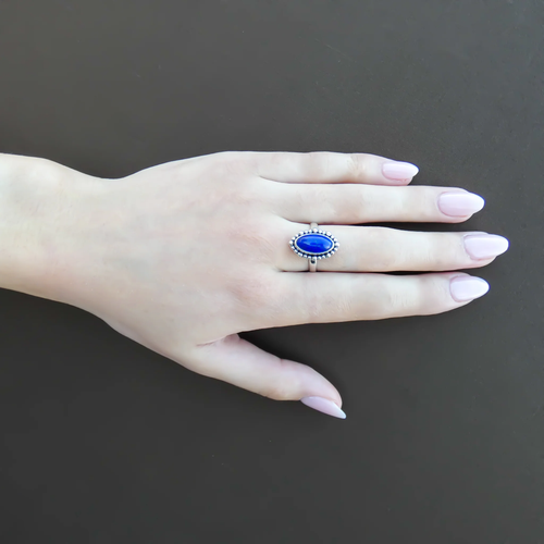 Adjustable Adjustable Ring with Lapis Lazuli - Sterling Silver