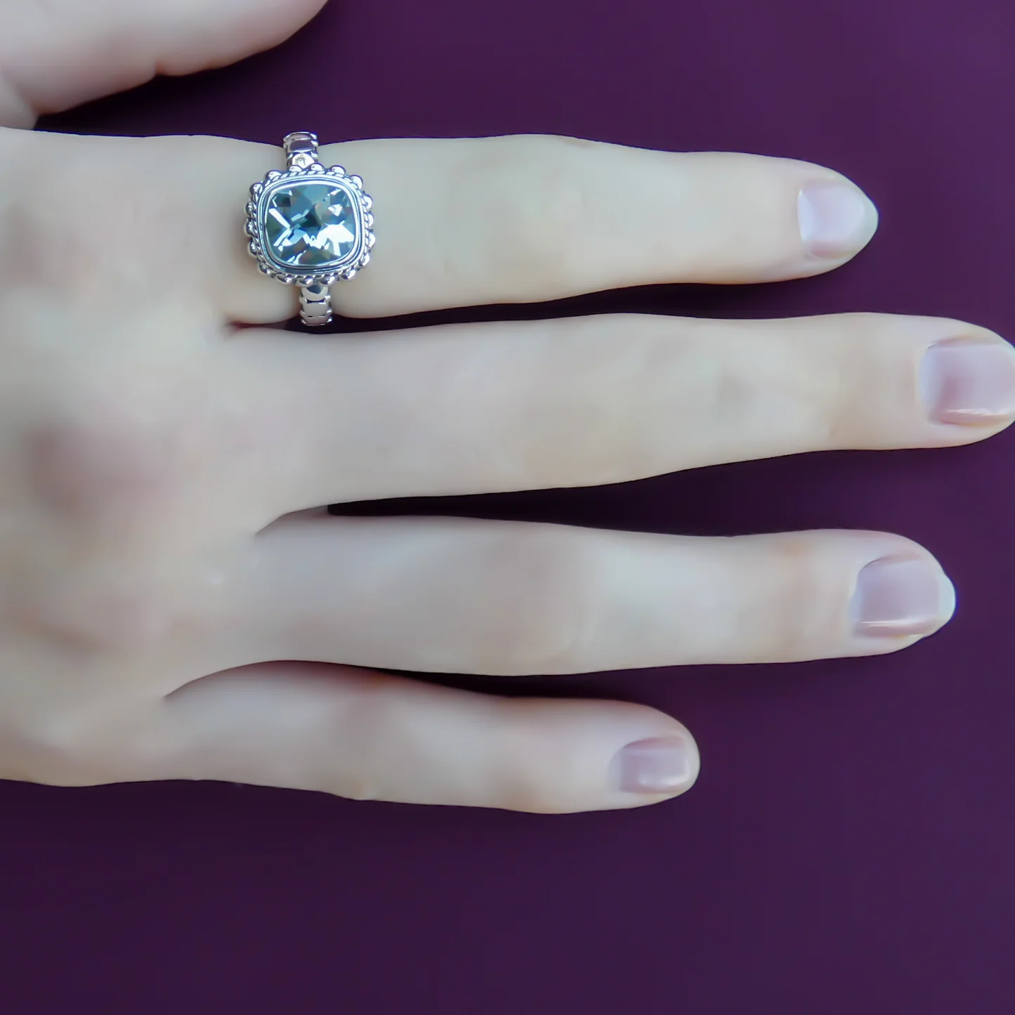 Green Amethyst Ring - Sterling Silver