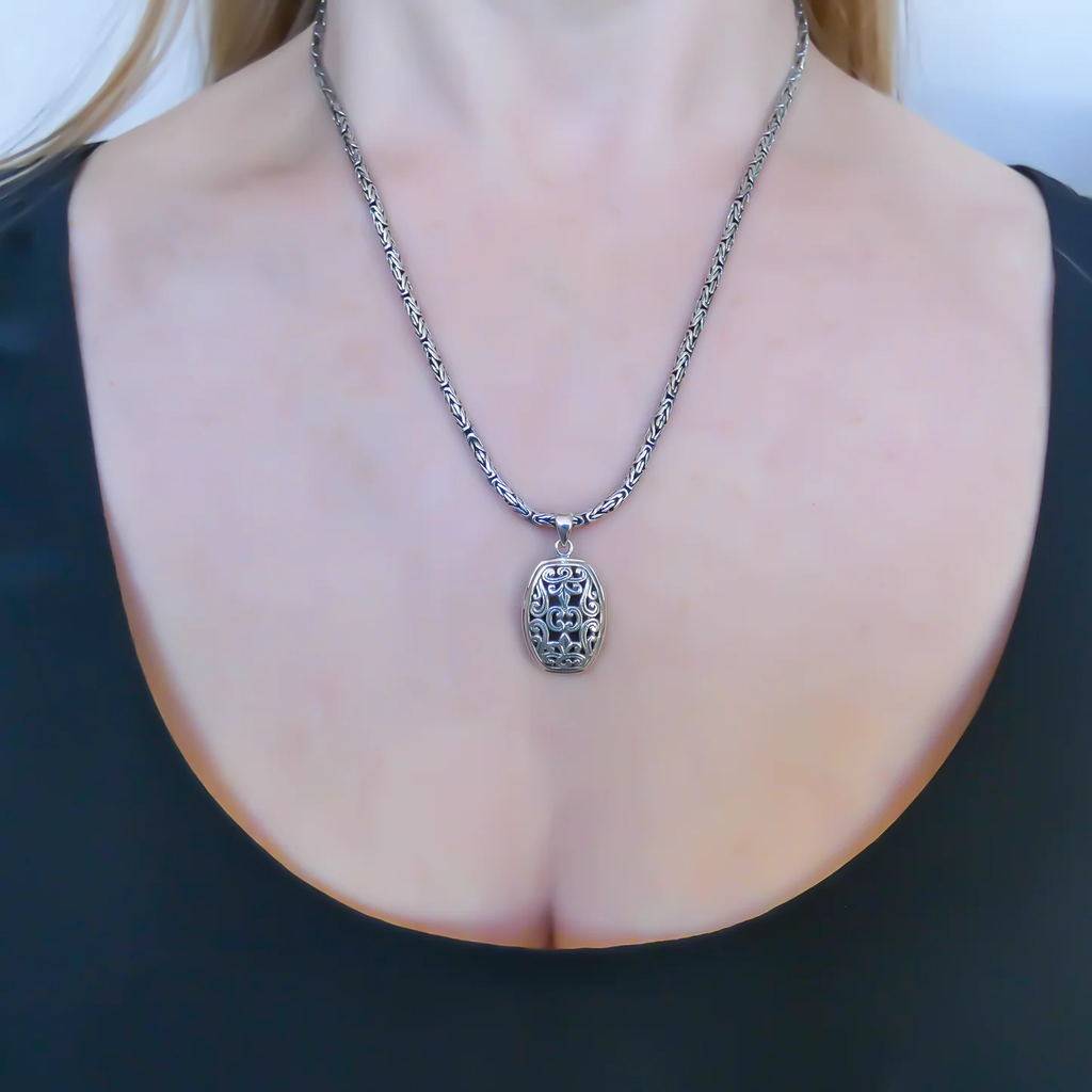 Bali Filigree Pendant - Sterling Silver