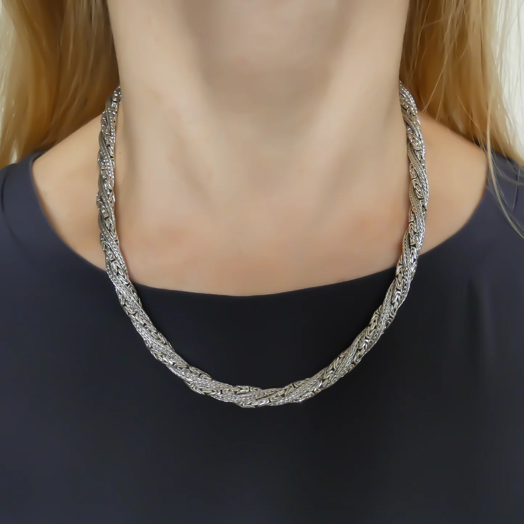 Twisted Bali Chain Necklace - Sterling Silver