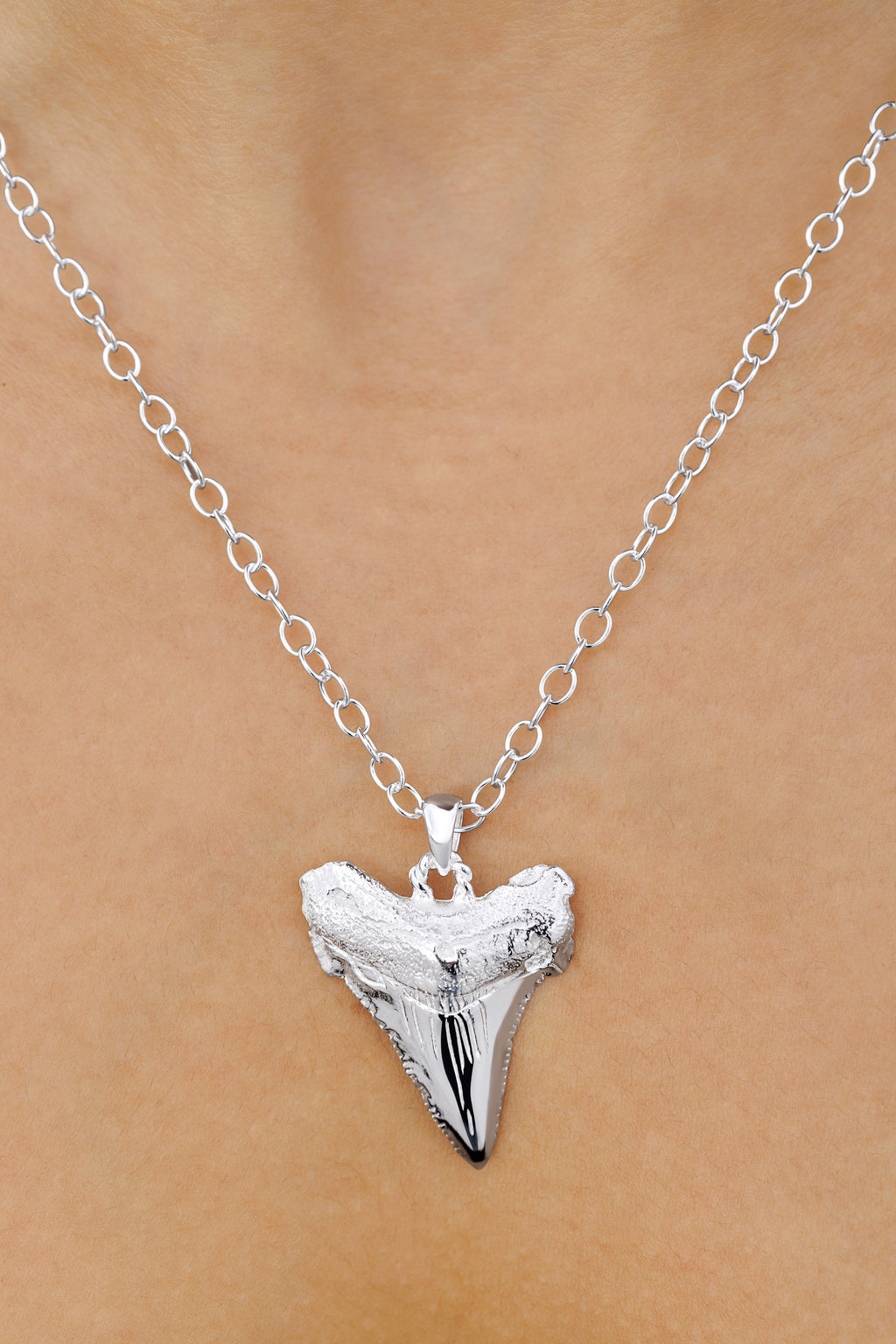 Sharks Tooth Charm (Medium) with 18" Chain - Sterling Silver