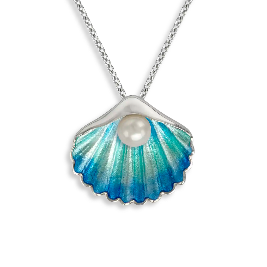 Blue Shell with Fresh Water Pearl Necklace