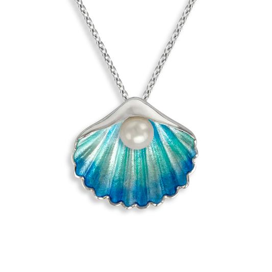 Blue Shell with Fresh Water Pearl Necklace