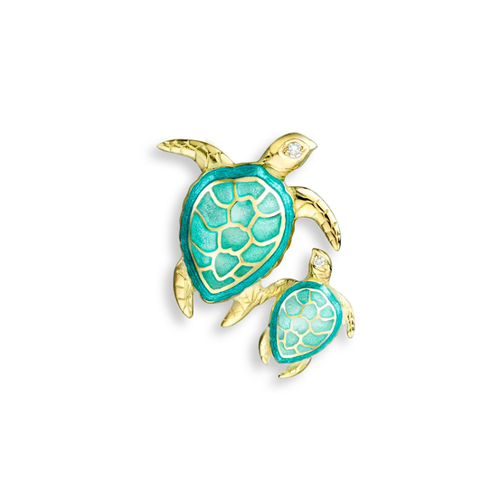 Mommy-and-me 18kt Sea Turtle with Diamond Eyes