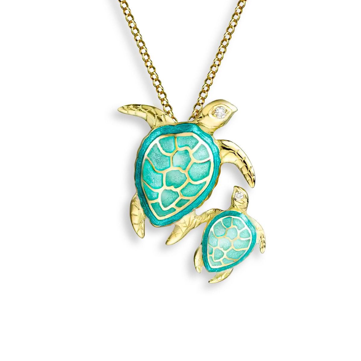 Mommy-and-me 18kt Sea Turtle with Diamond Eyes