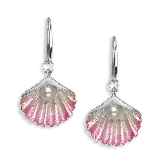 Pink Shell with Fresh Water Pearl Earrings