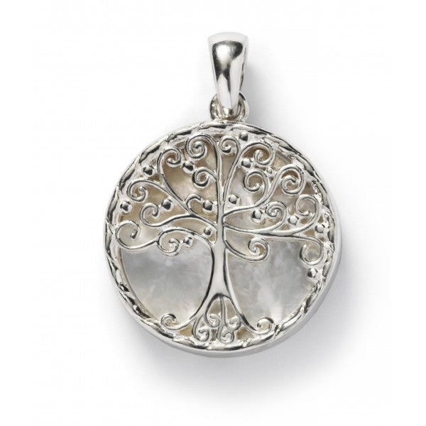 Mother of Pearl Oak Tree Pendant - Sterling Silver