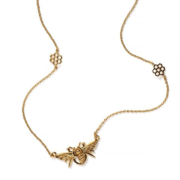Bee and Honeycomb Necklace - Sterling or Gold Plated