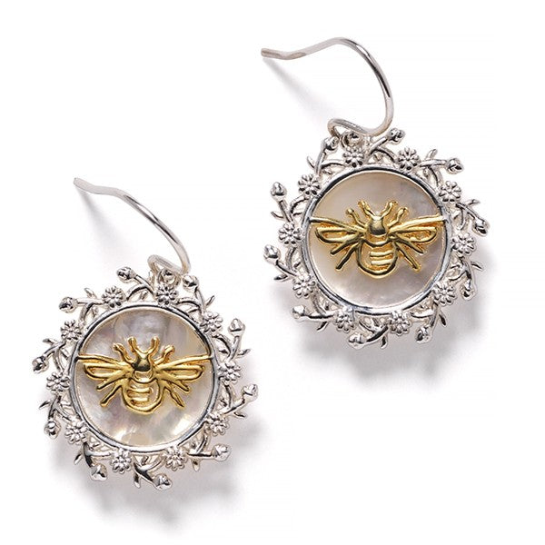 Bee Mother of Pearl Earrings