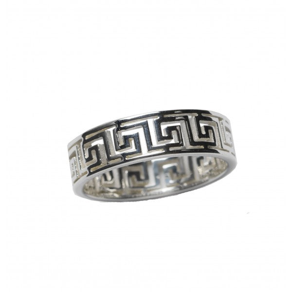 Single Greek Key Ring - Sterling Silver