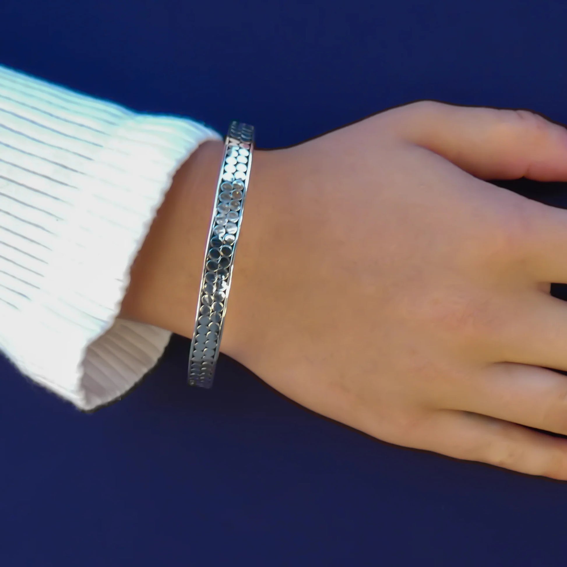 Two Row Bangle Bracelet - Sterling Silver and/or 18k Gold Vermeil