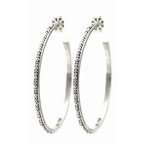 Hand Beaded Hoops - Sterling Silver or Two-Tone