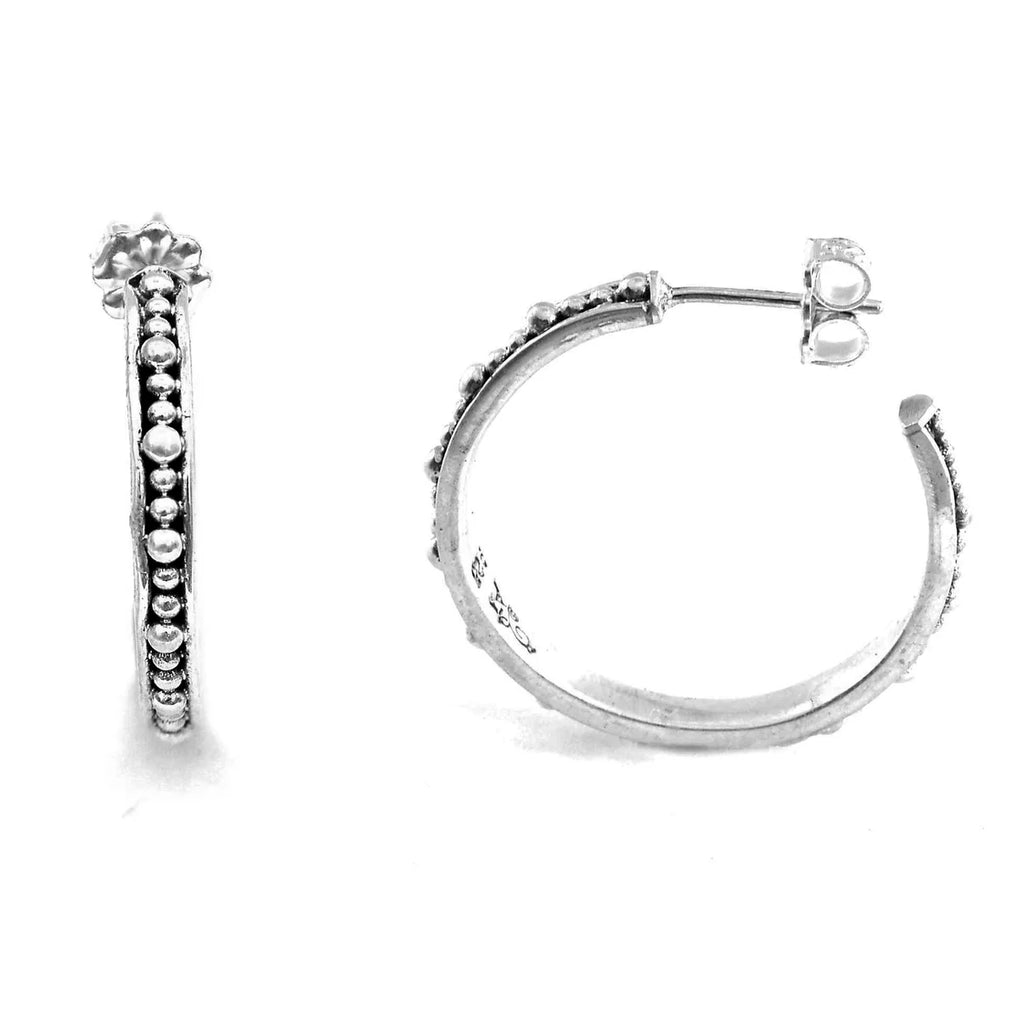 Hand Beaded Hoops - Sterling Silver or Two-Tone