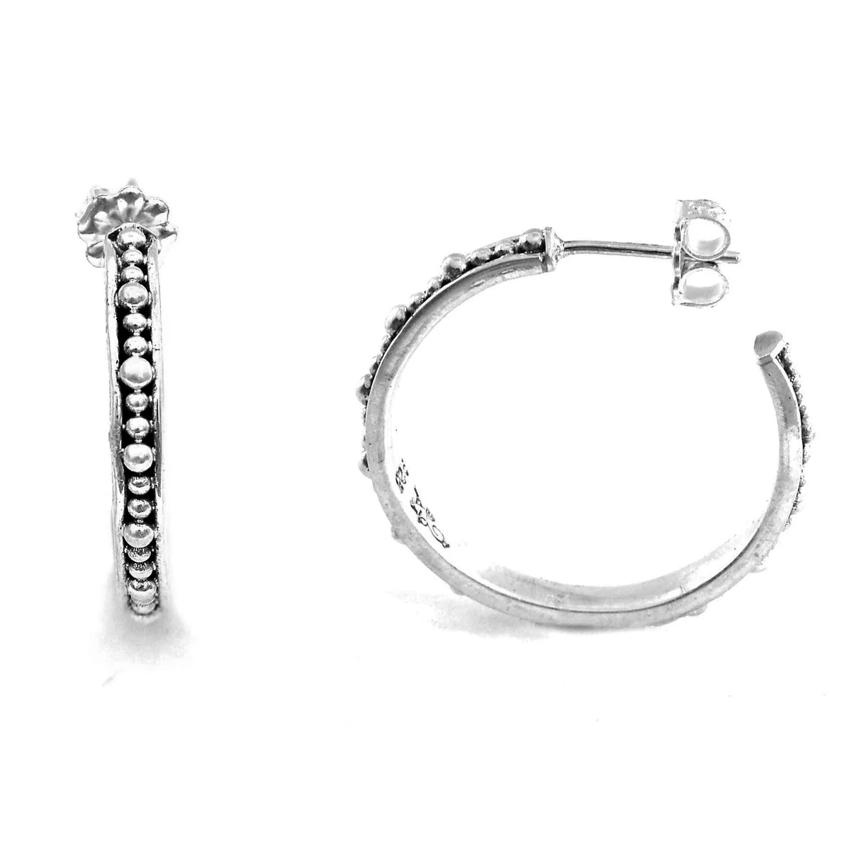 Hand Beaded Hoops - Sterling Silver or Two-Tone