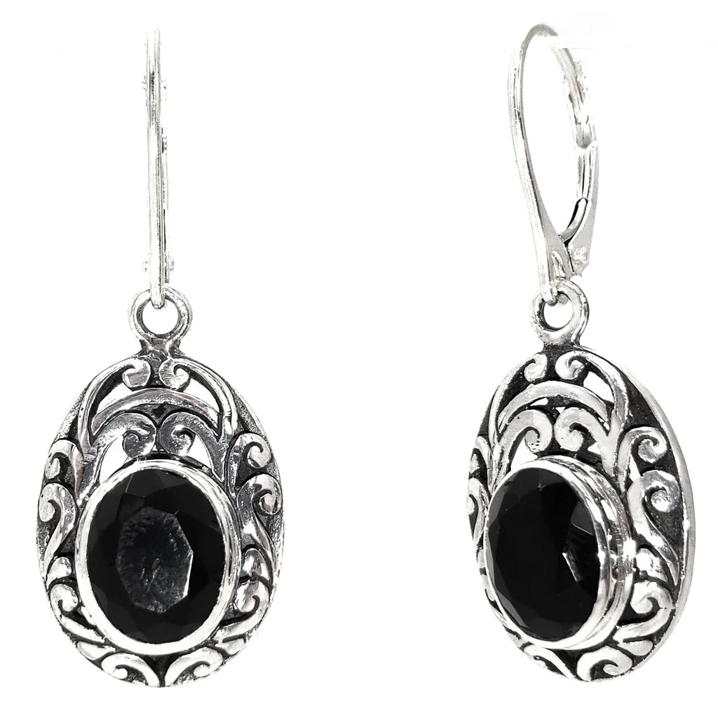 Bali Filigree Gemstone Earrings - Sterling Silver