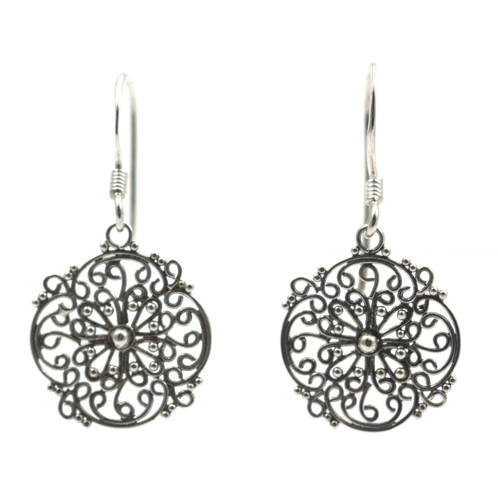 Hand Filigreed Earrings - Sterling Silver