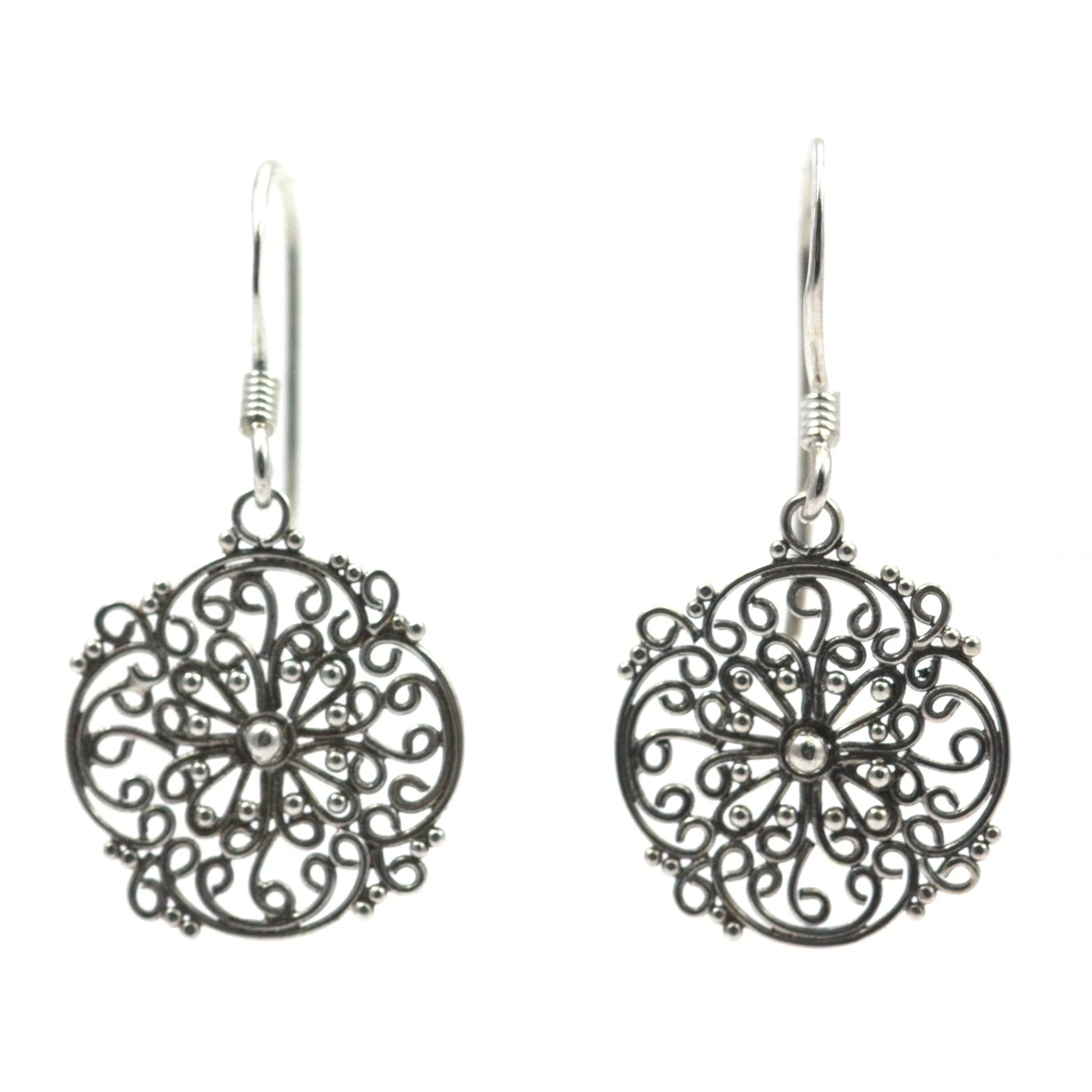Hand Filigreed Earrings - Sterling Silver