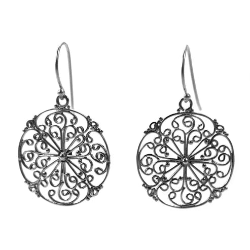 Hand Filigreed Earrings - Sterling Silver
