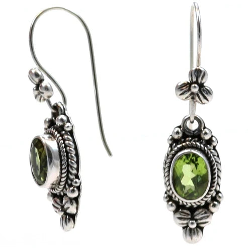 Earrings with Faceted Gemstones - Sterling Silver