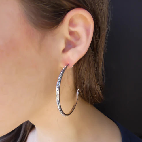 Hand Beaded Hoops - Sterling Silver or Two-Tone