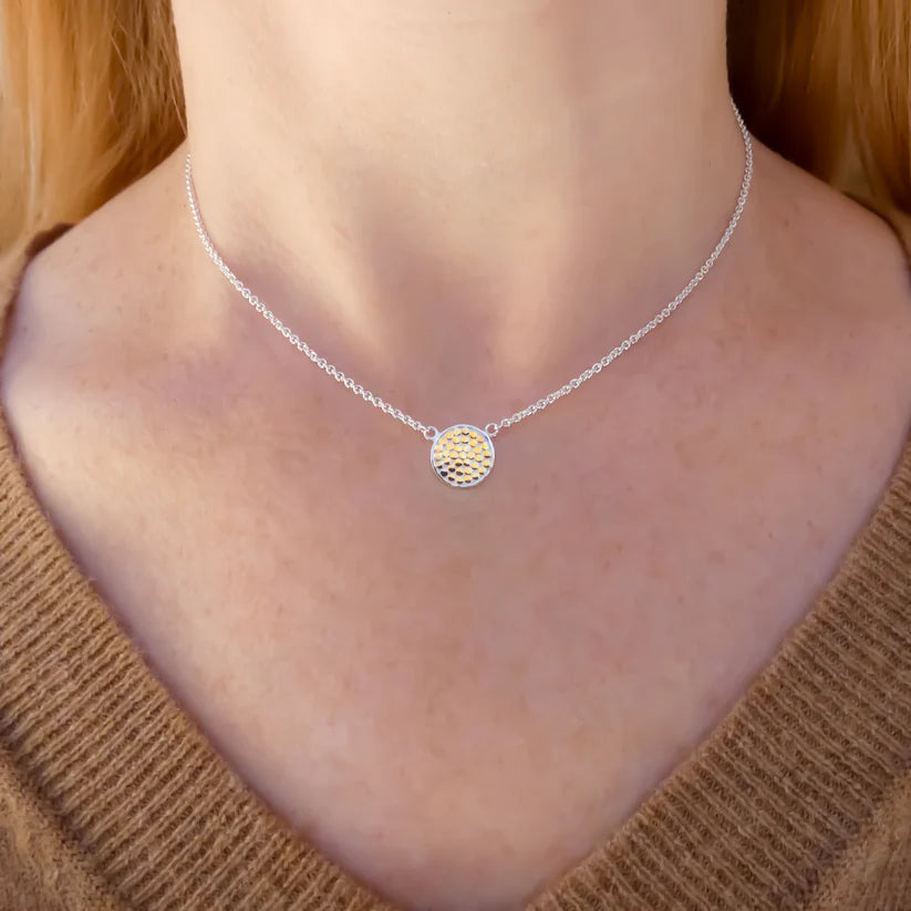 Single Disc Station Necklace - Sterling Silver