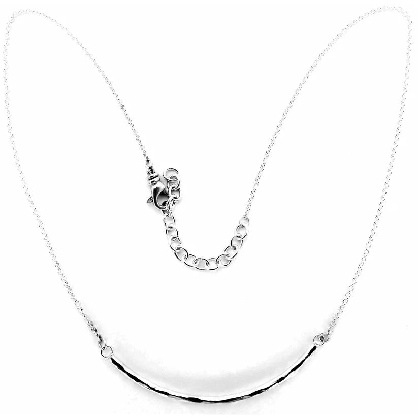 Hammered Curved Bar Necklace - Sterling Silver