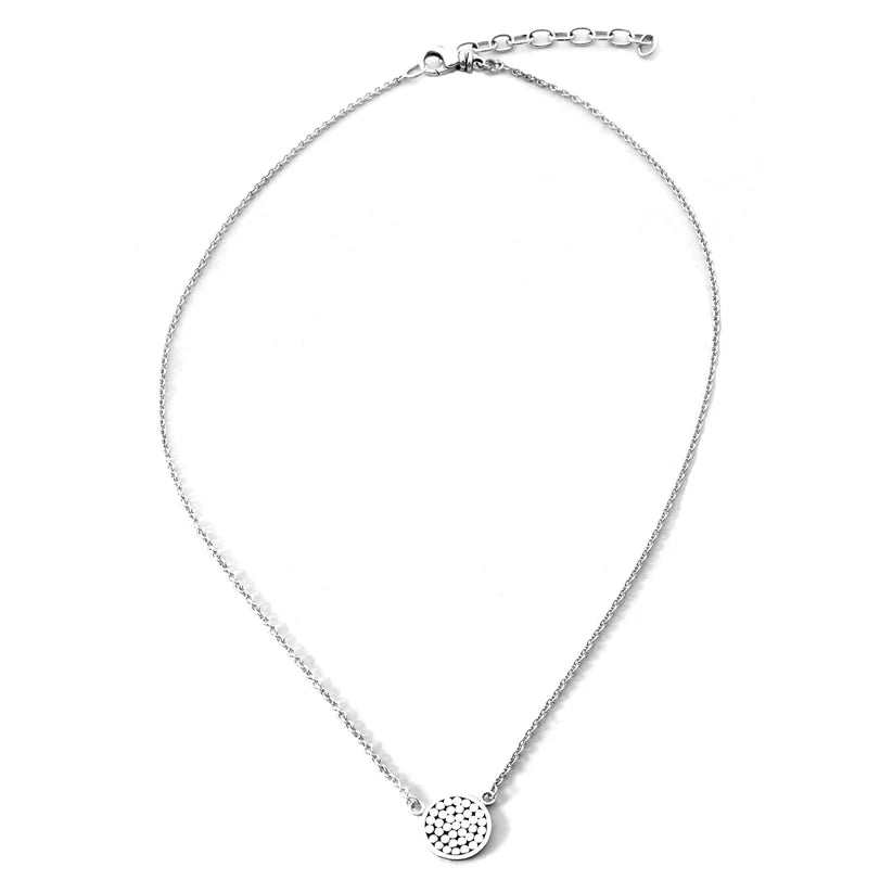Single Disc Station Necklace - Sterling Silver