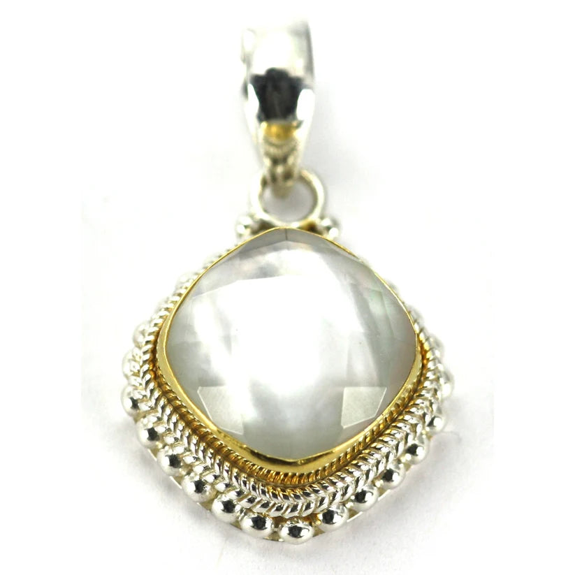 Mother of Pearl Doublet Gemstone Pendant - Sterling Silver