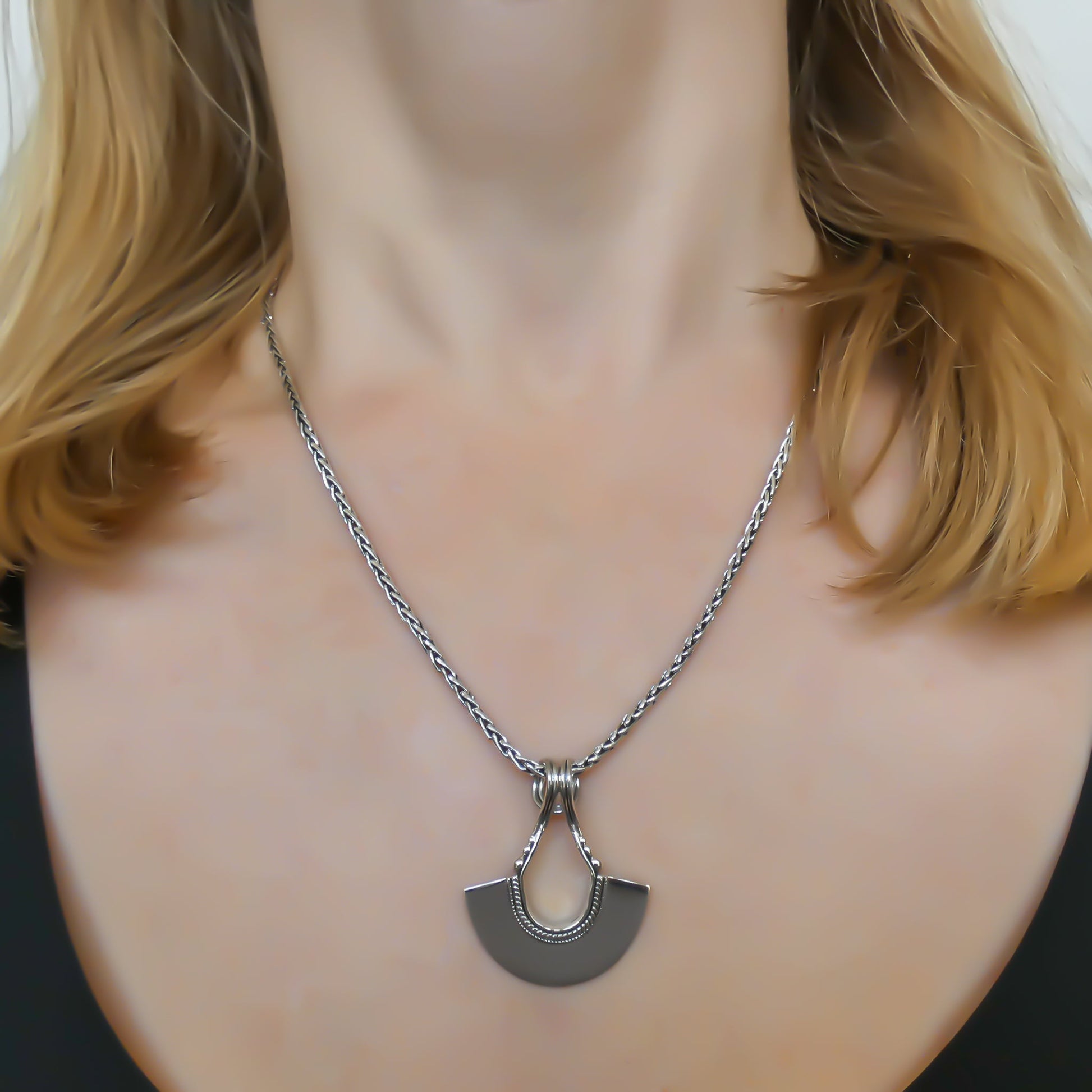 Bali Fan Drop Pendant - Sterling Silver