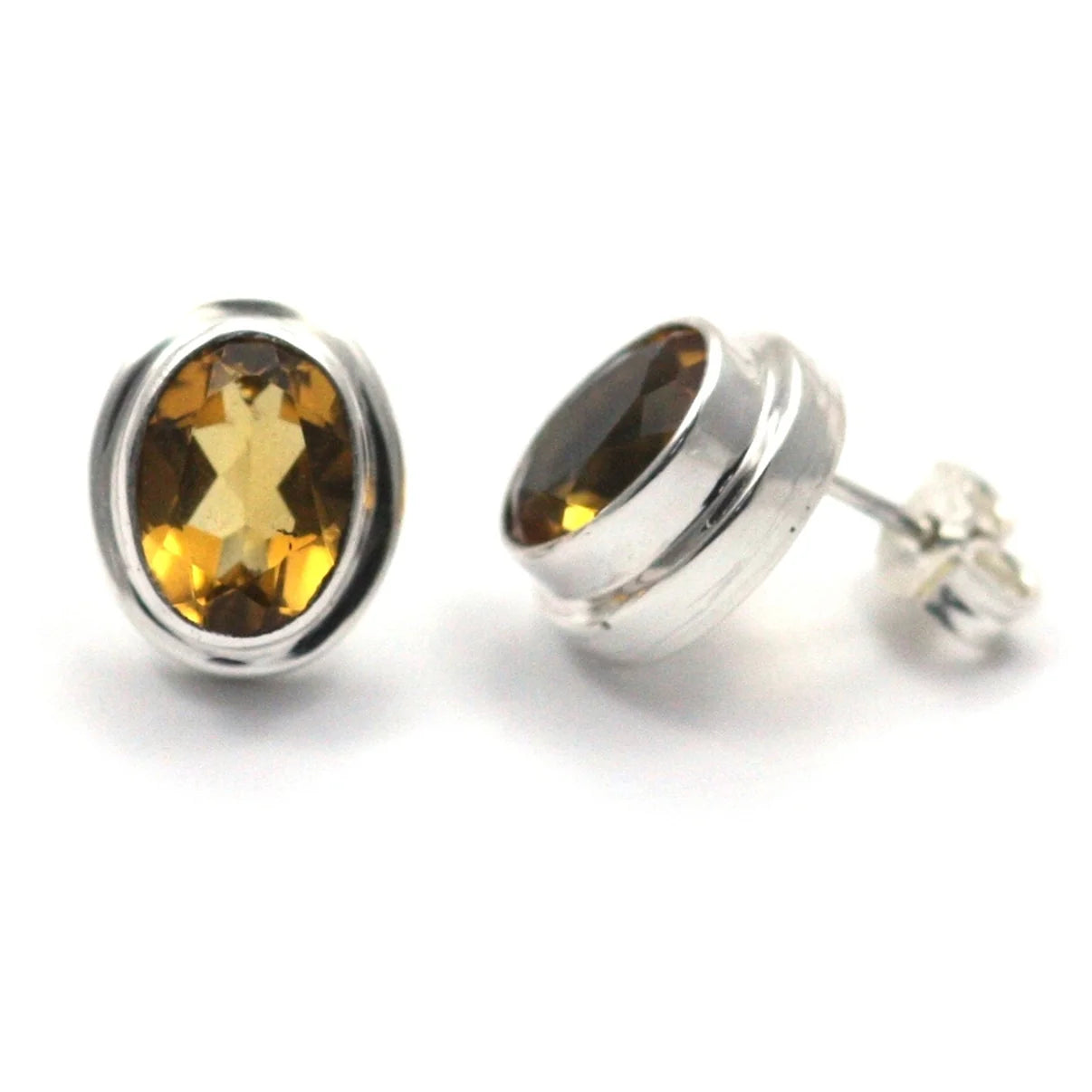 Gemstone High Polish Post Earrings - Sterling Silver