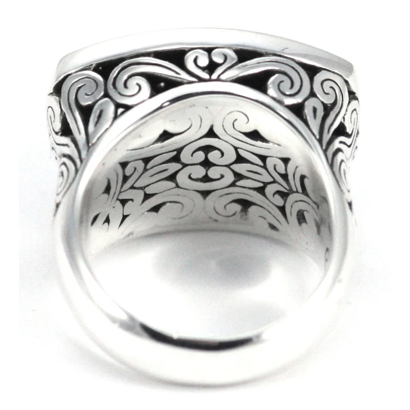 Carved Detail Ring - Sterling Silver