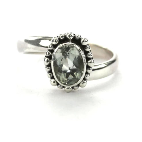 Adjustable Gemstone Ring - Sterling Silver