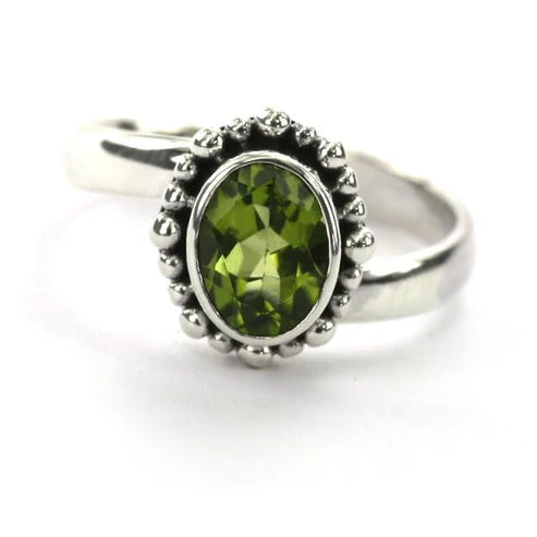 Adjustable Gemstone Ring - Sterling Silver