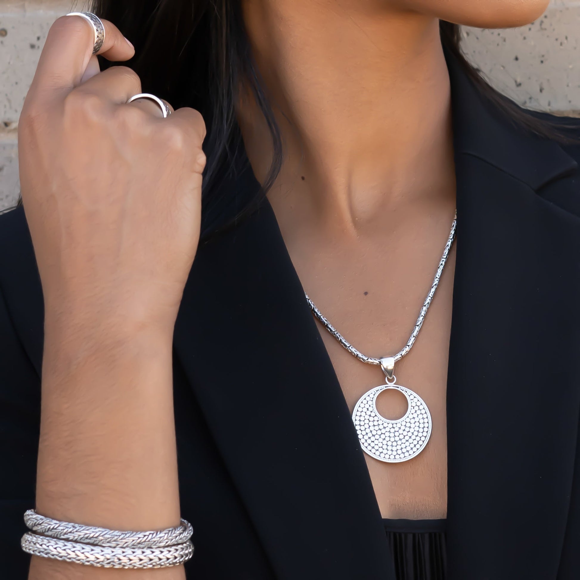 Bali Round Pendant - Sterling Silver or 18k Gold Vermeil