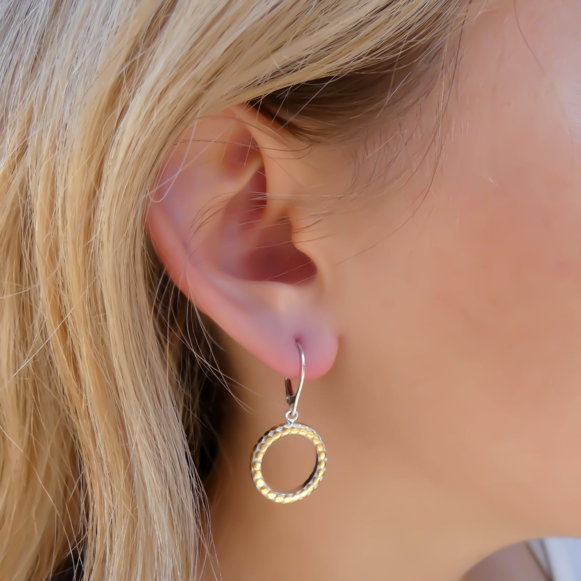 Circle Dotted Earrings - Sterling Silver or 18k Gold Vermeil