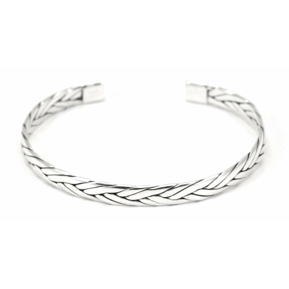 Braided Strand Cuff Bracelet - Sterling Silver