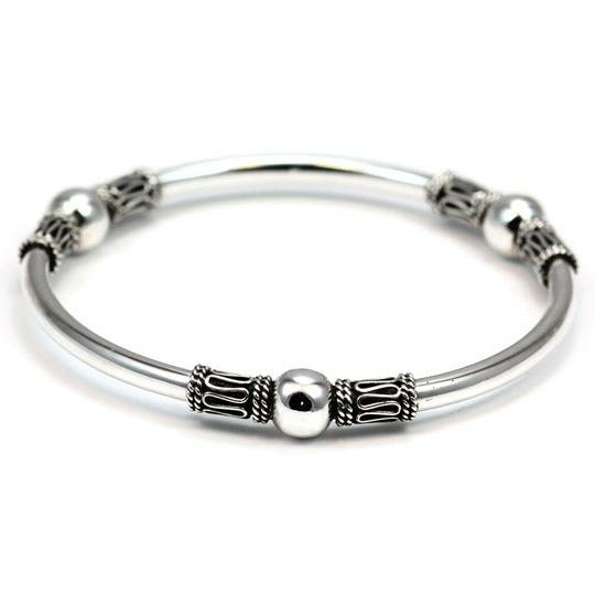 Classic Bali Bangle Bracelet - Sterling Silver