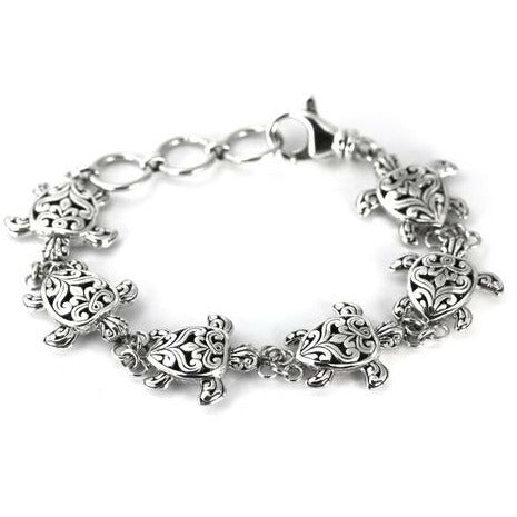 Sea Turtle Link Bracelet - Sterling Silver