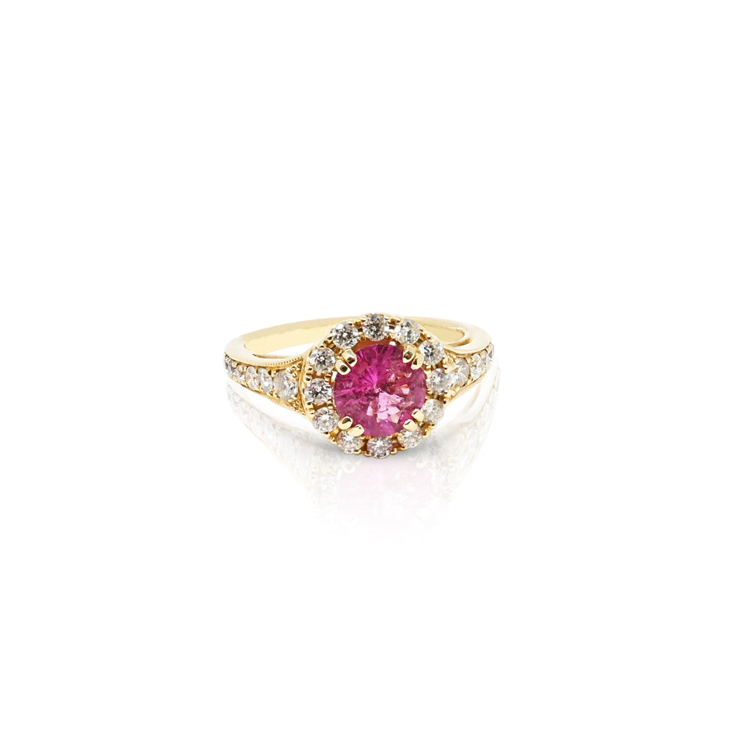 Pink Tourmaline and Diamond Estate Ring