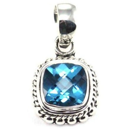 Pendant with a Genuine Swiss Blue Topaz - Sterling Silver