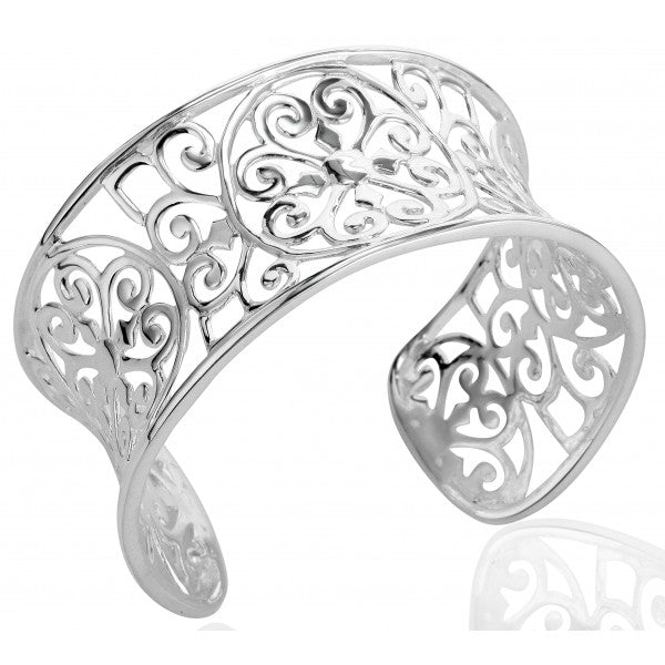 Heart Scroll Cuff - Sterling Silver