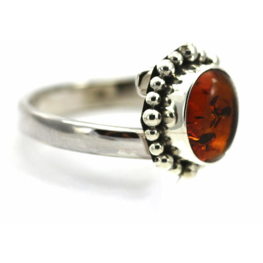 Adjustable Amber Beaded Ring
