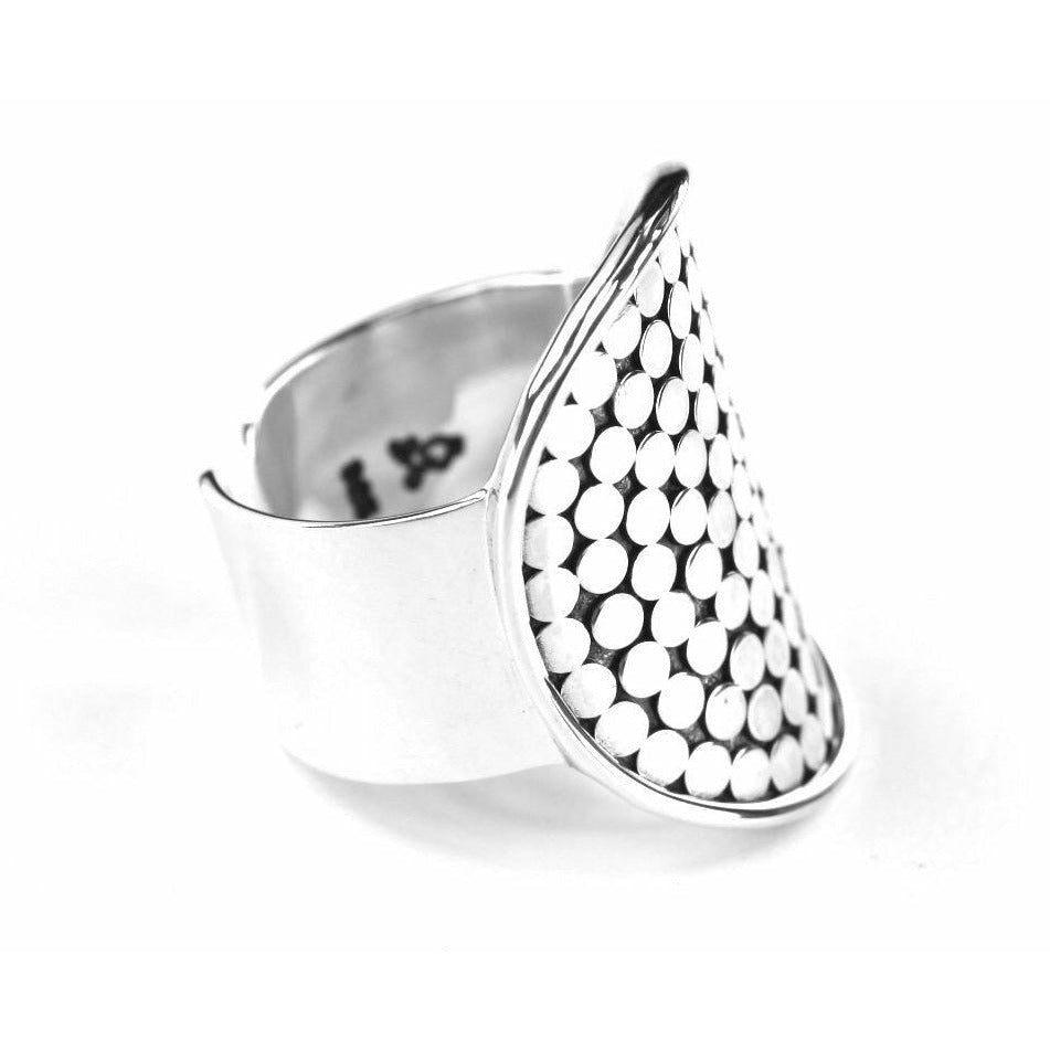 Adjustable Ring with Hand-Applied Bali Dots - Sterling Silver