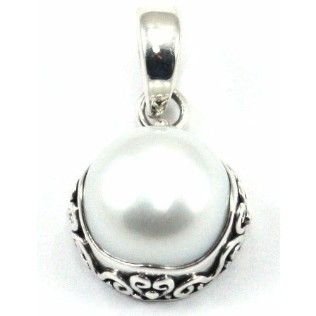 Bali Freshwater Pearl Pendant - Sterling Silver