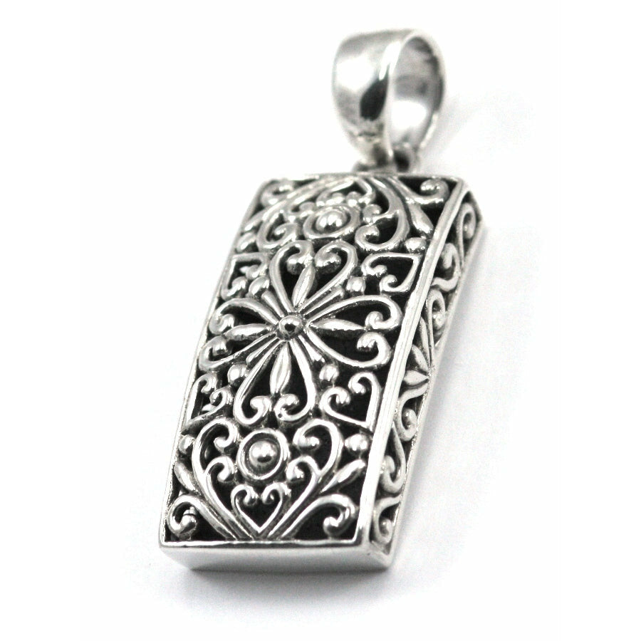 Bali Rectangle Pendant - Sterling Silver