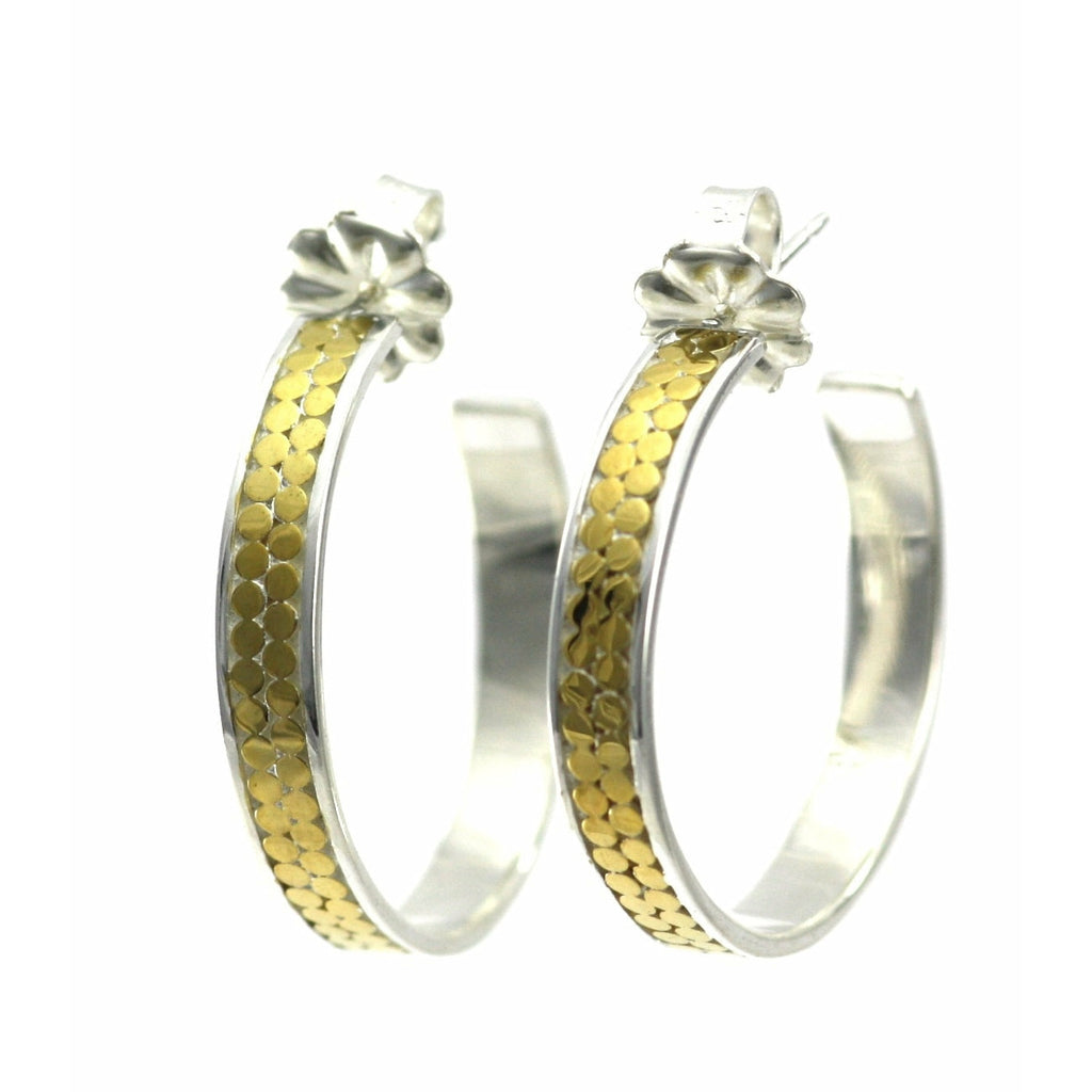 Double Row Hoop Earrings - Sterling Silver and 18K Gold Vermeil